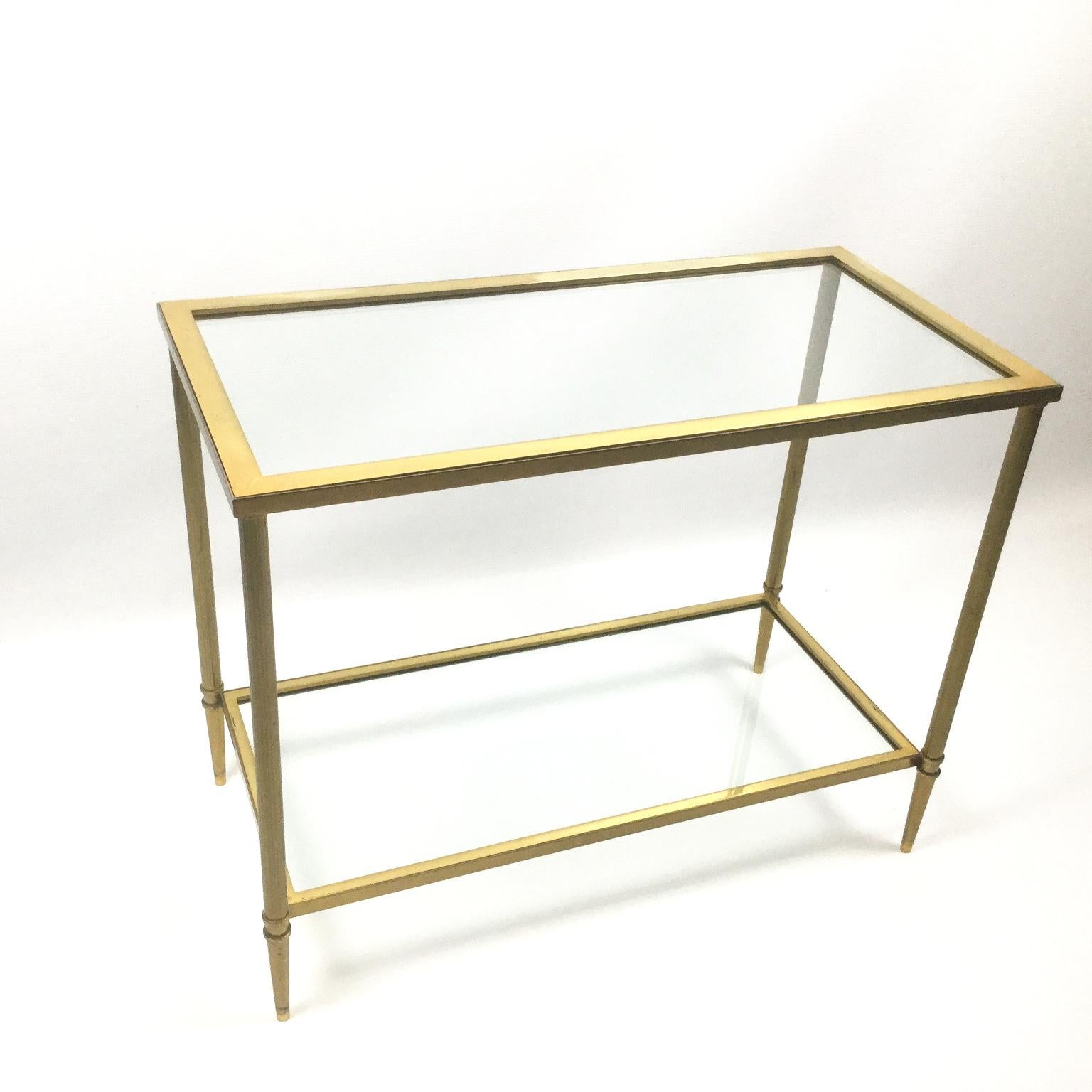 Neoclassical Pair of Brass Console Tables Attributed to Maison Jansen, France, 1970s