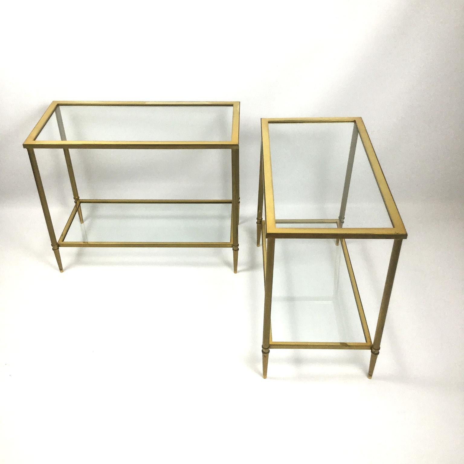 Pair of Brass Console Tables Attributed to Maison Jansen, France, 1970s 2
