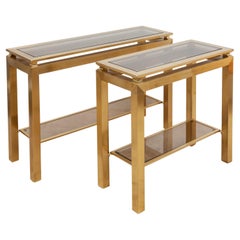 Konsolentische aus Messing, zwei Stück, entworfen von Guy Lefevre, 1970er Jahre