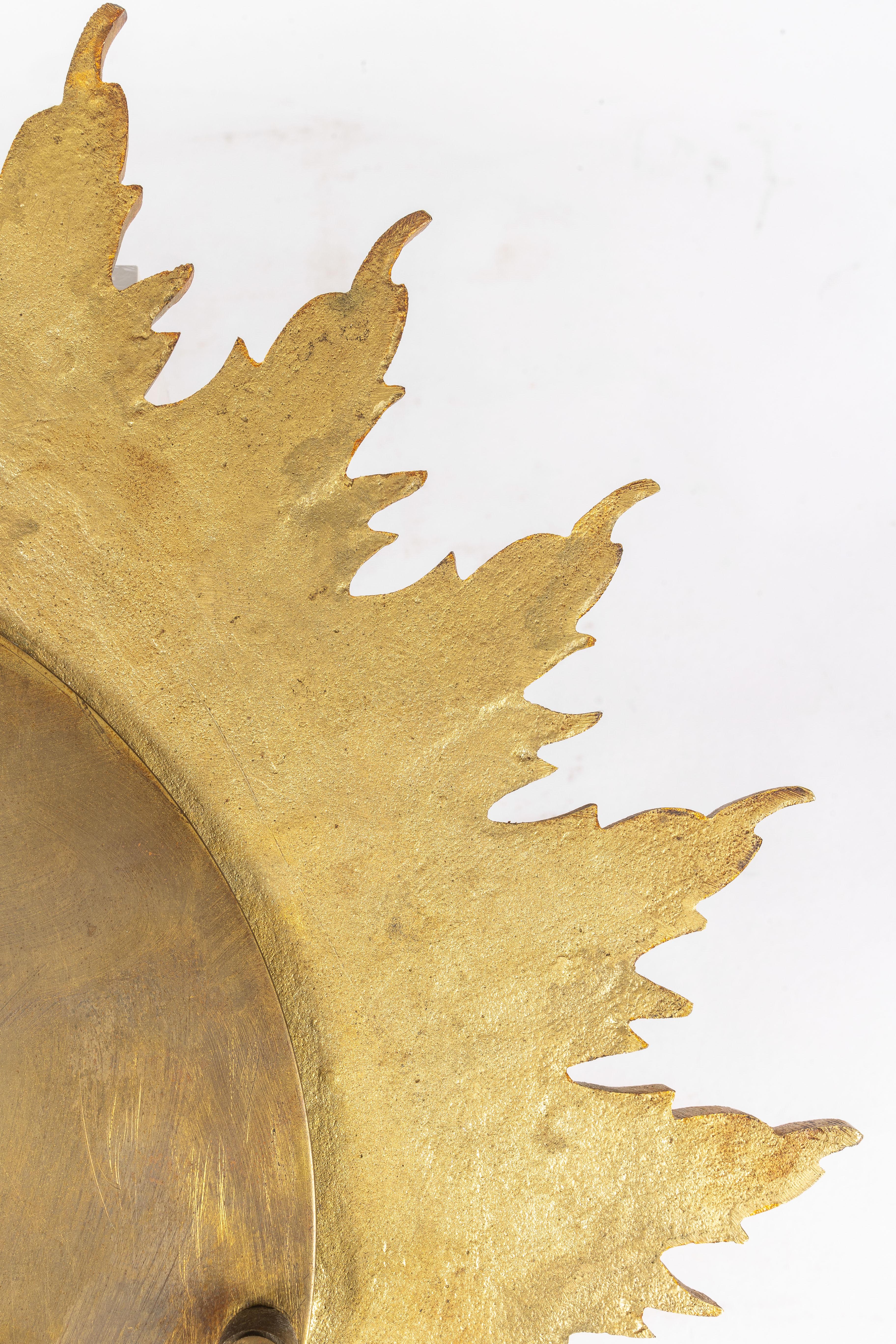 Brass convex sunburst mirror For Sale 4