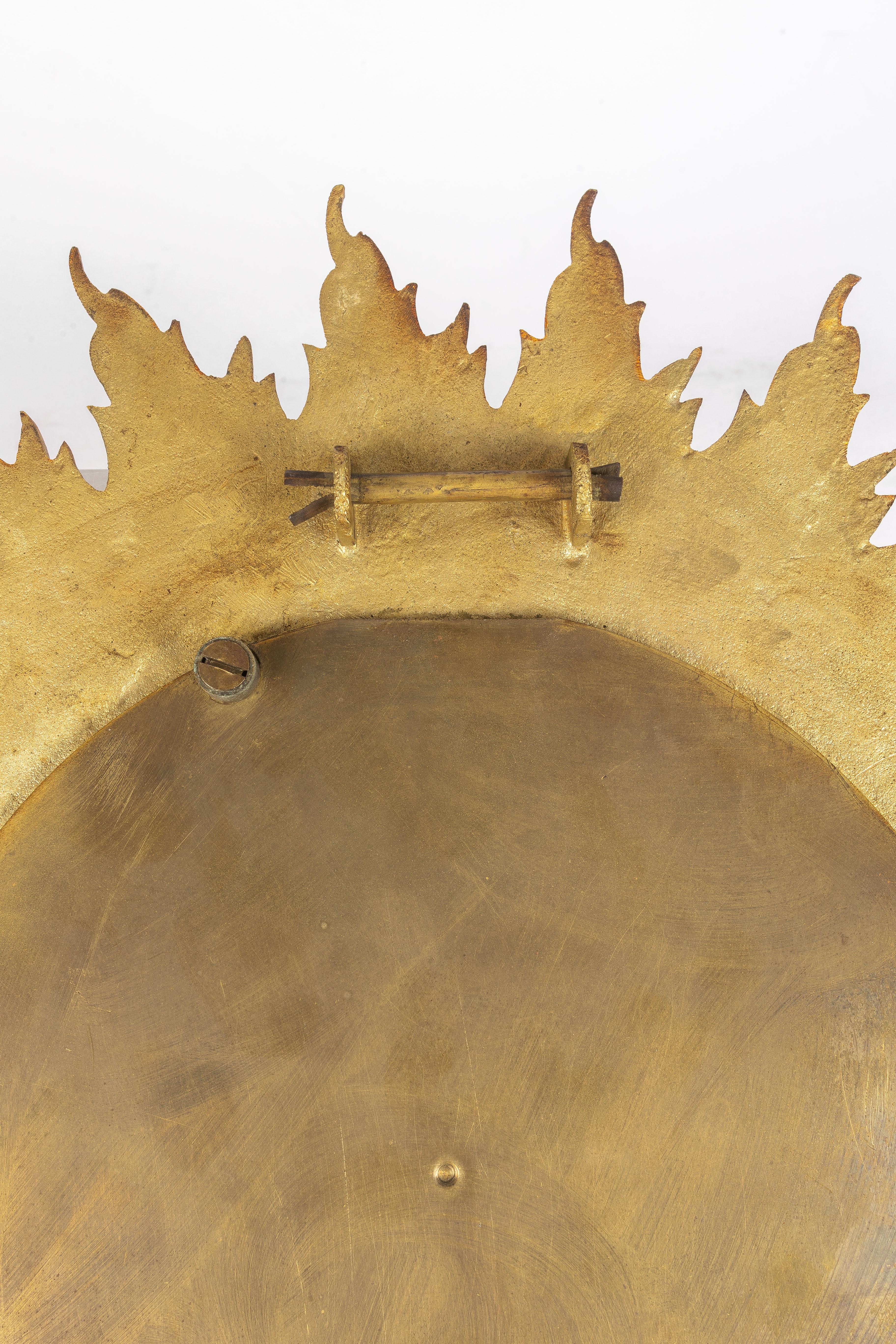 Brass convex sunburst mirror For Sale 1