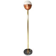 Brass, Copper and Black Marble Floor Lamp "Lampione" by Carmelo La Gaipa, 2019