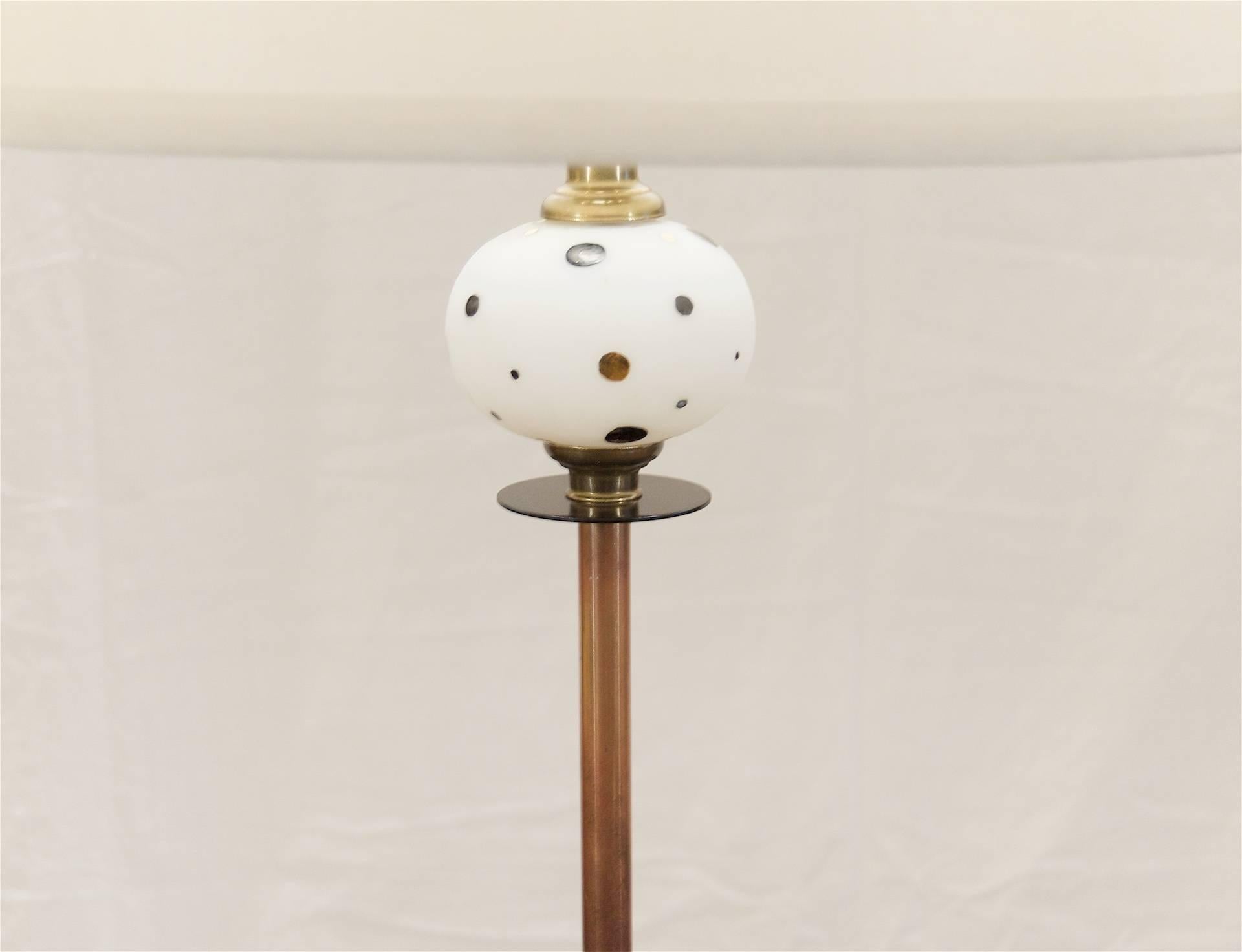 American Brass, Copper and Enamel Midcentury Floor Lamp