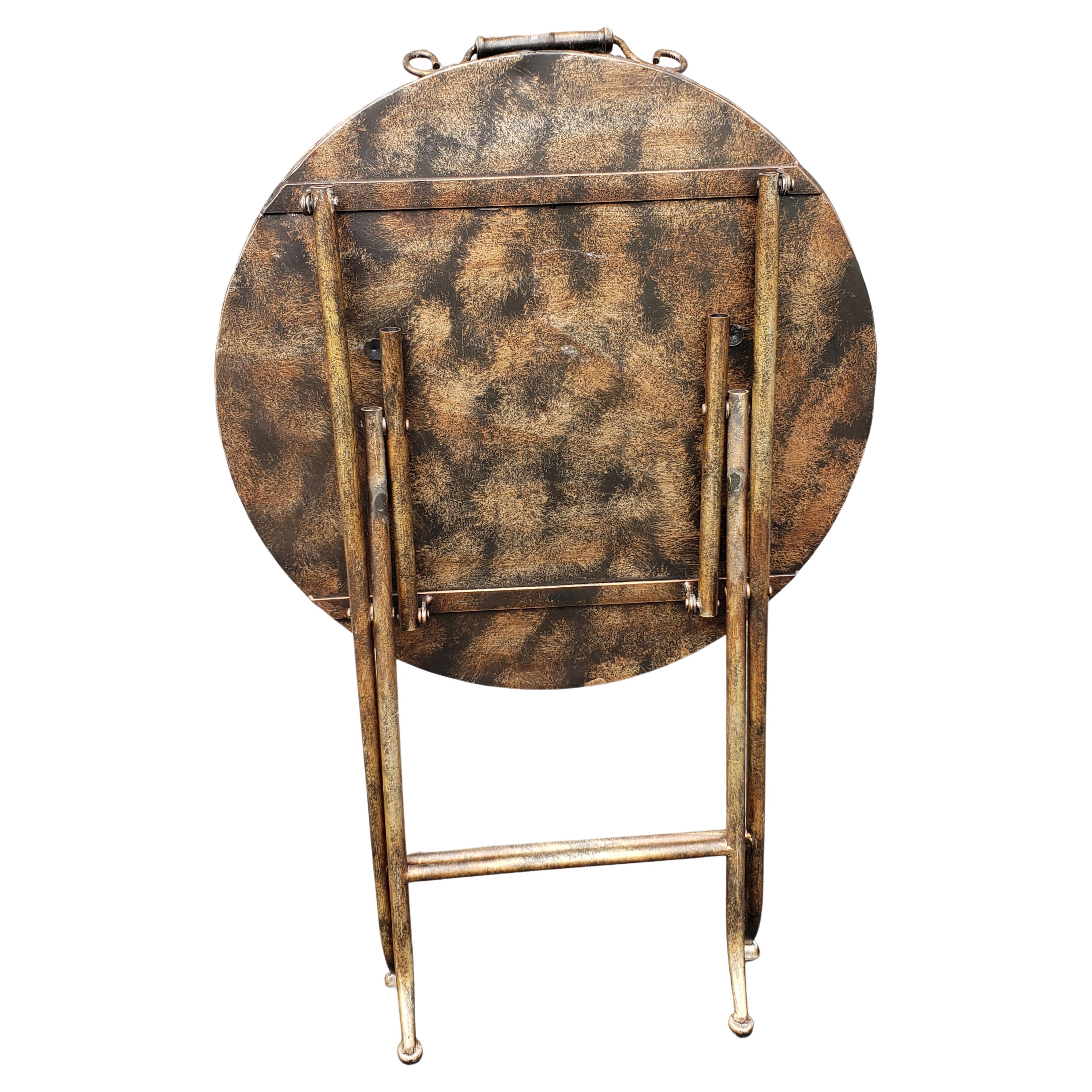 Metalwork Brass, Copper and Iron Folding Galleried Tray Table  For Sale