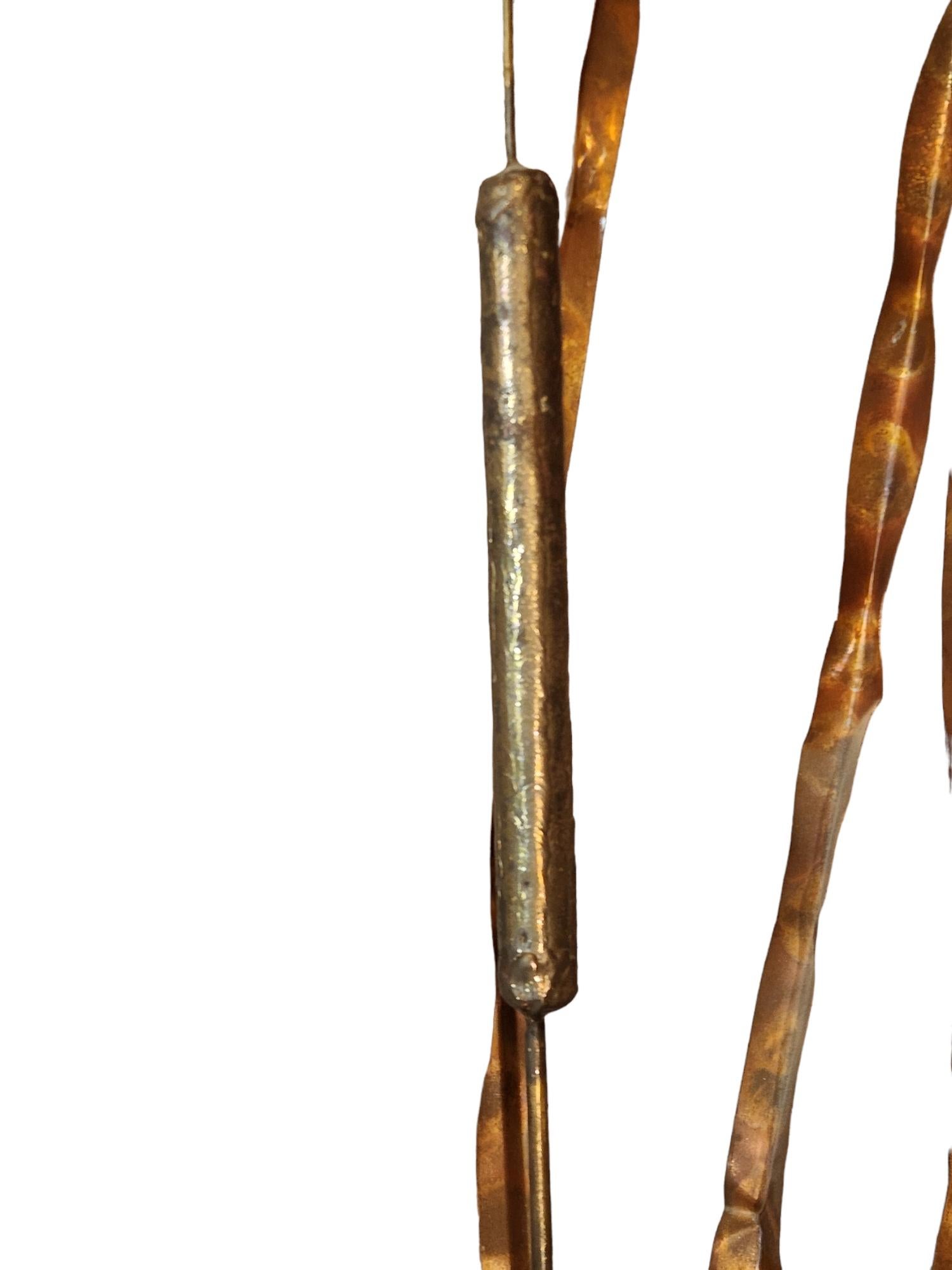 6' Brass and Copper Marsh Grass, Cattails and Driftwood Curtis Jere Style 1970s For Sale 1