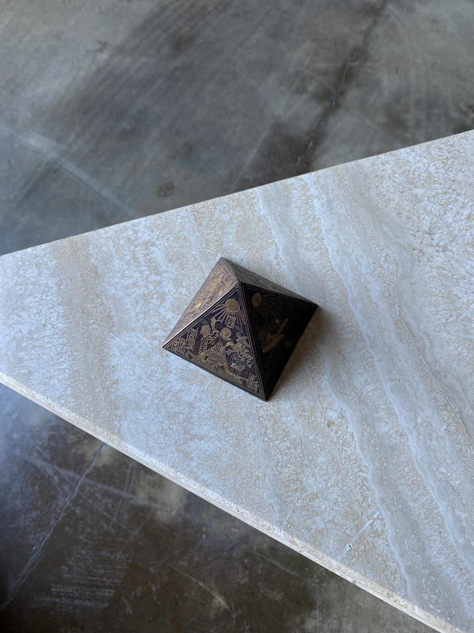 Brass & Copper Egyptian Revival Pyramid Sculptural Paperweight, 1960's 8
