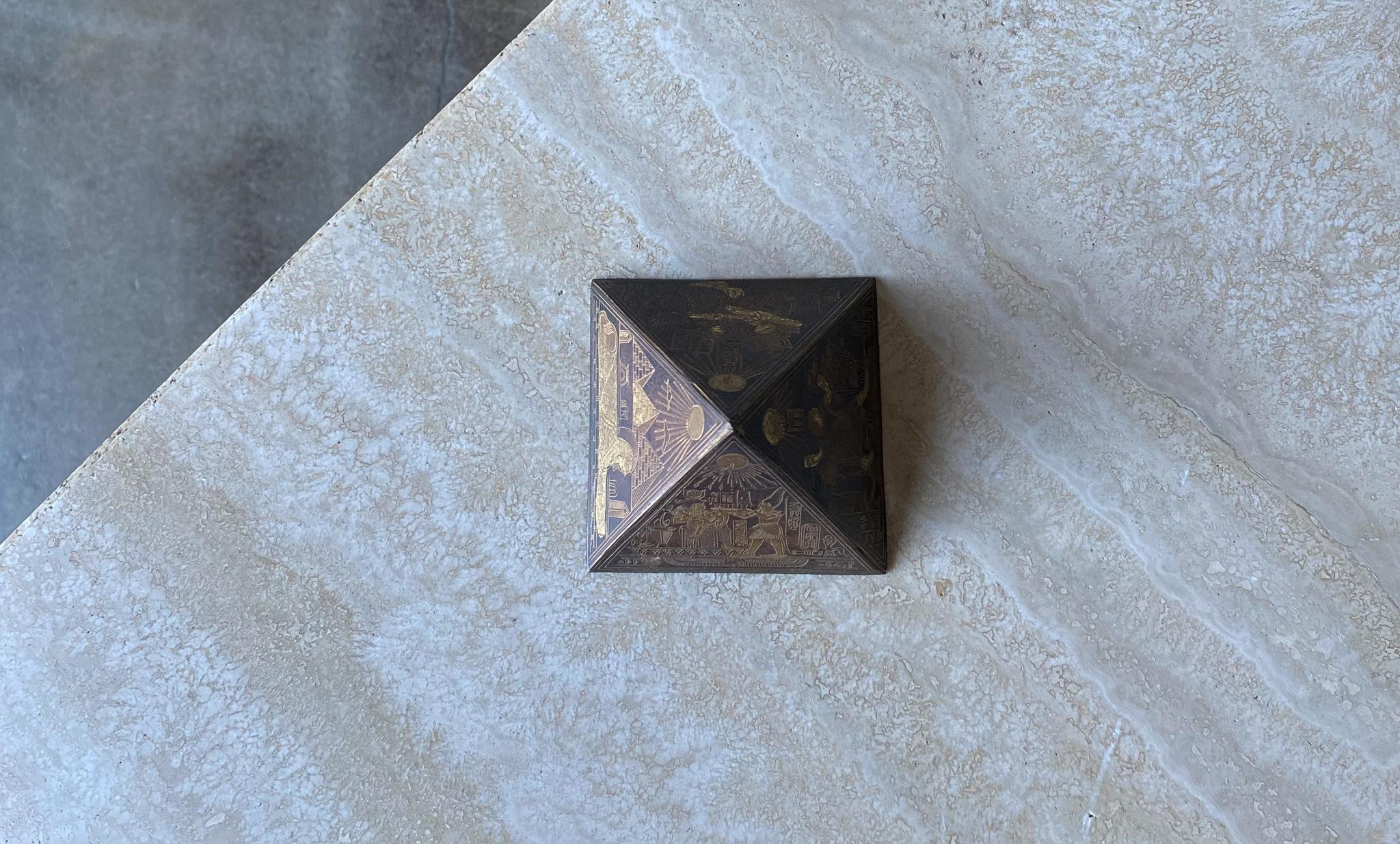 20th Century Brass & Copper Egyptian Revival Pyramid Sculptural Paperweight, 1960's