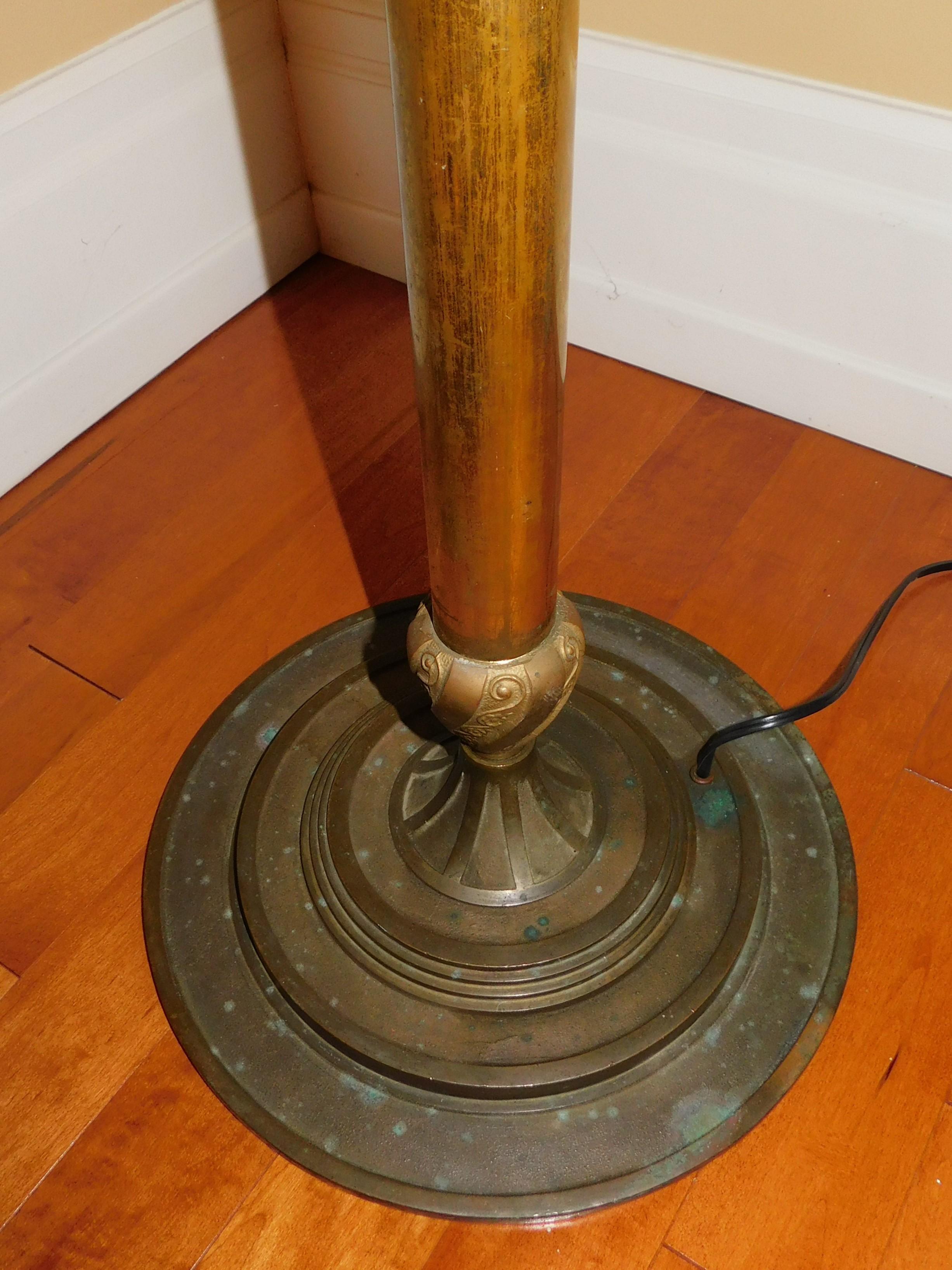 Brass Copper Floor Lamp with Handmade Tiffany Style Shade 3