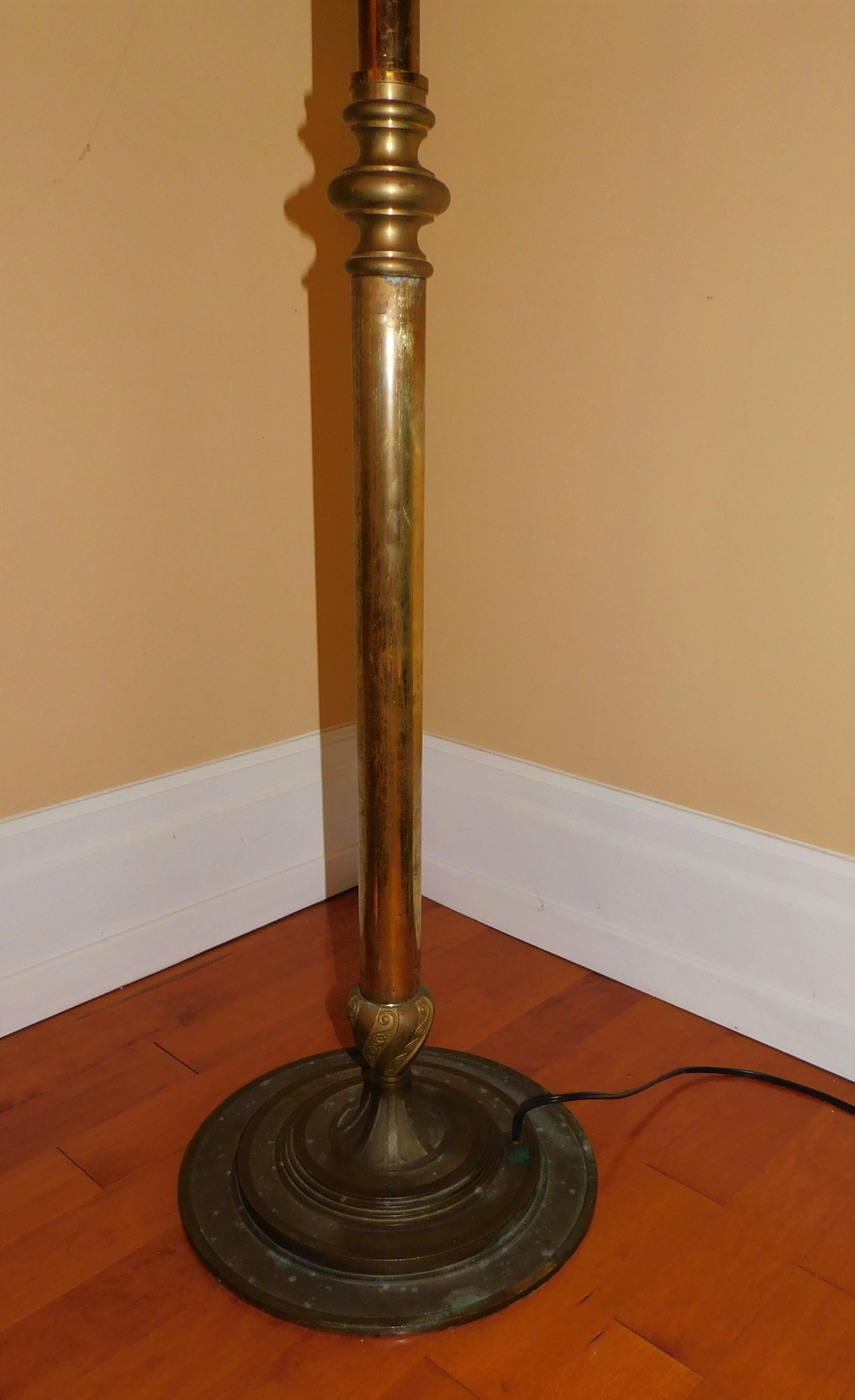 Brass Copper Floor Lamp with Handmade Tiffany Style Shade 6