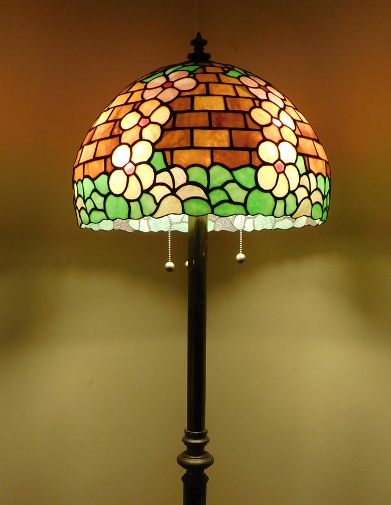 Brass Copper Floor Lamp with Handmade Tiffany Style Shade ...