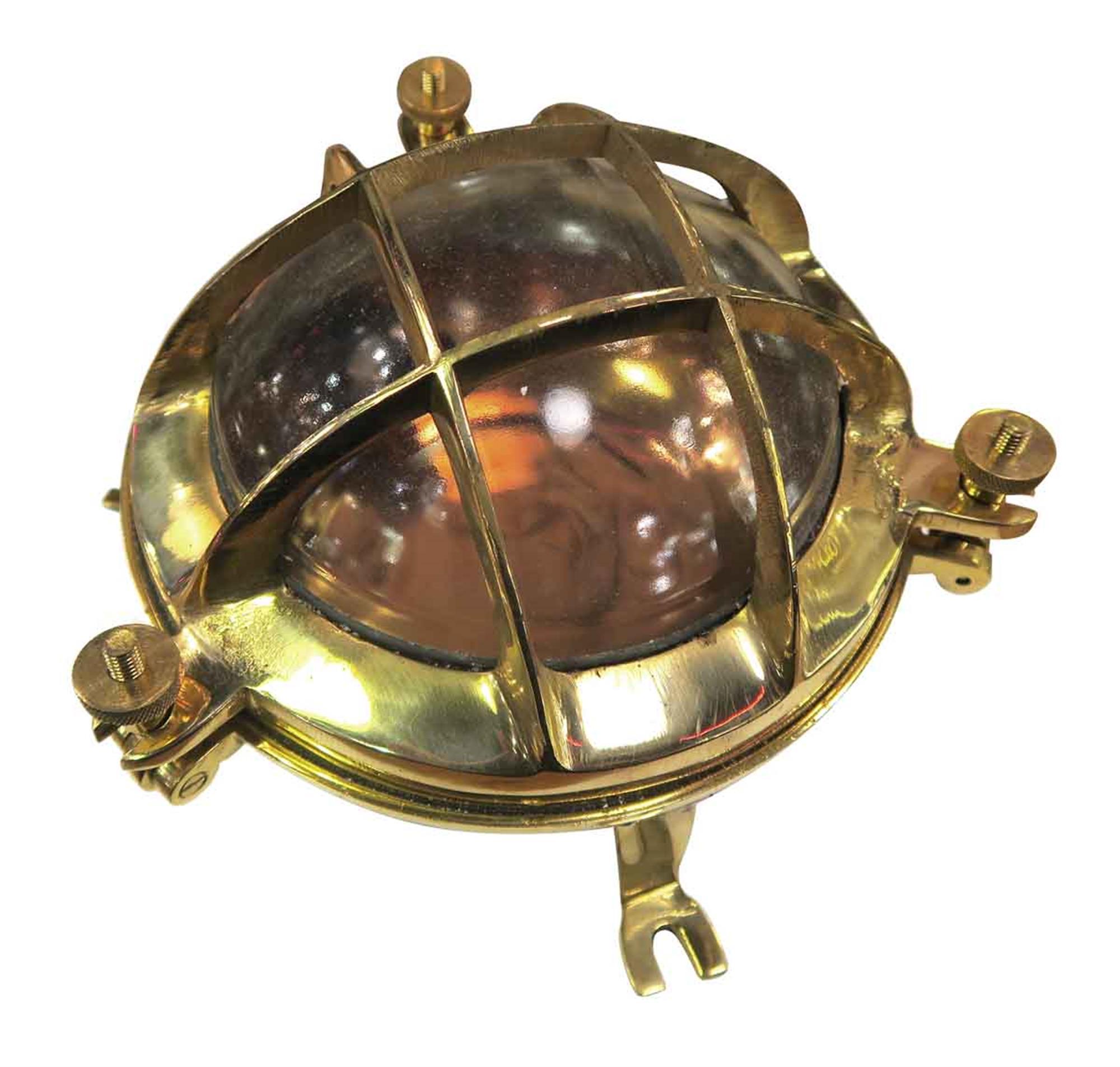 Very good quality sconce light, made of heavy brass and copper round ship porthole suitable for indoor or outdoor use. Takes one E26 household light bulb. Cleaned and rewired. Small quantity available at time of posting. Please inquire. Priced each.
