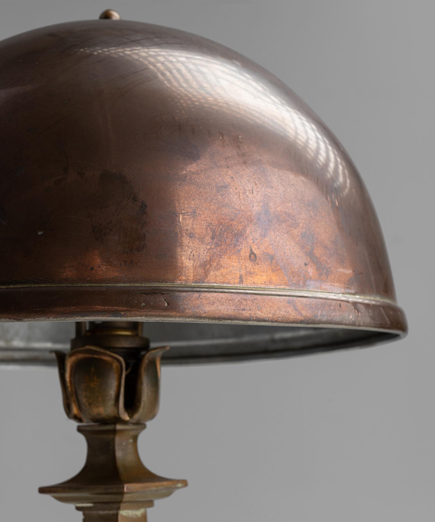 English Brass & Copper Table Lamp, England, Circa 1920