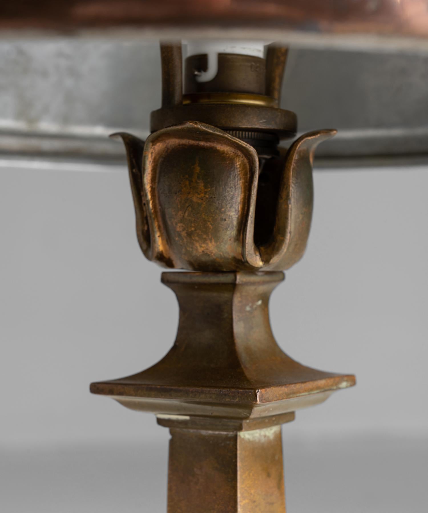 Patinated Brass & Copper Table Lamp, England, Circa 1920