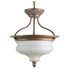 Brass Copper Wash Semi Flush Mount Frosted Glass Light