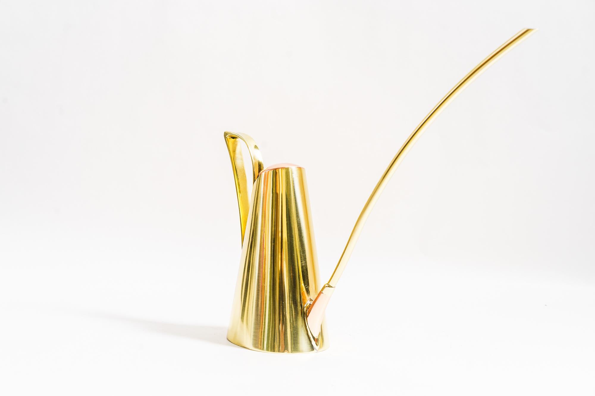 Mid-Century Modern Brass, copper watering can vienna around 1950s For Sale