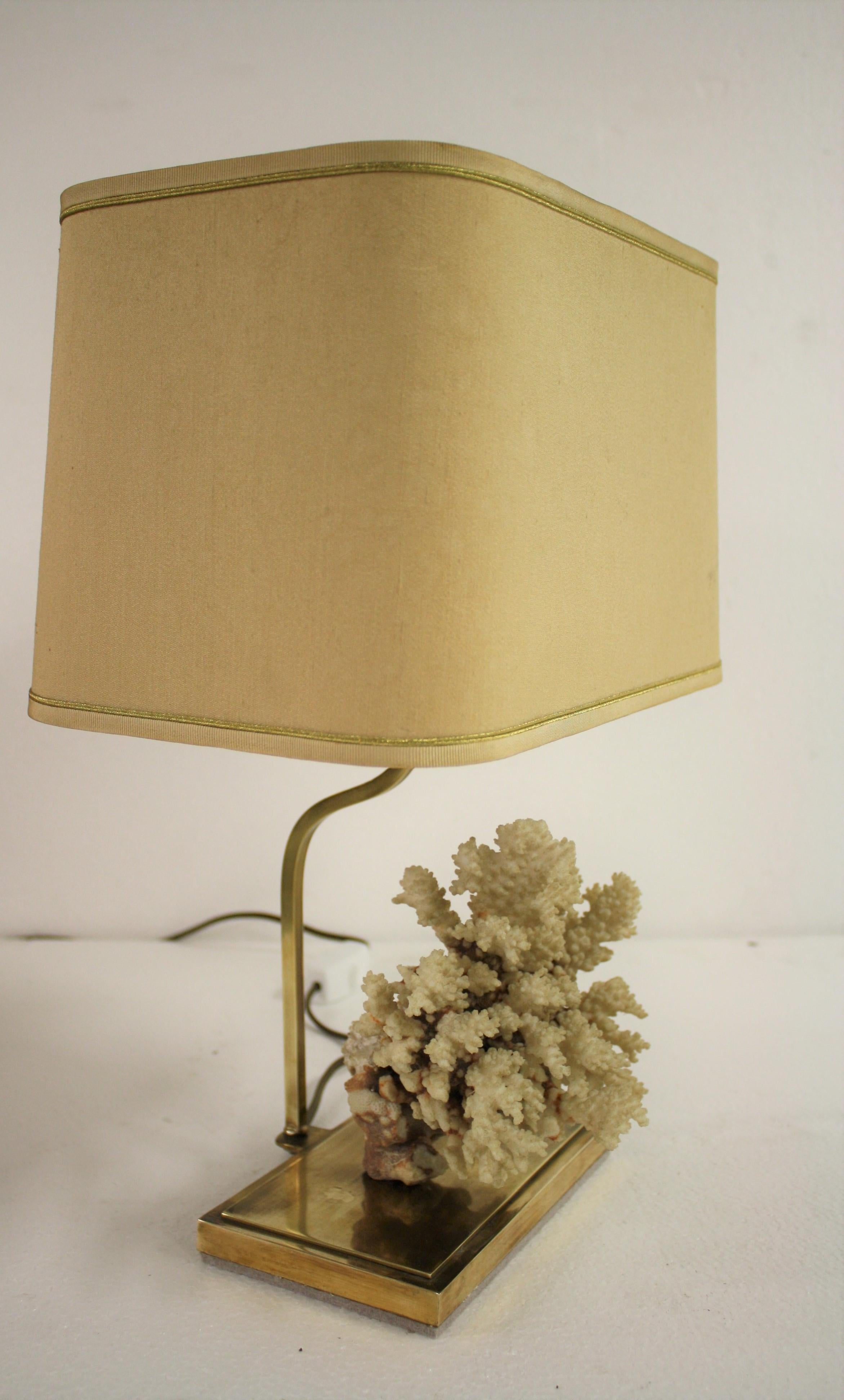 Hollywood Regency Brass Coral Table Lamp, 1970s