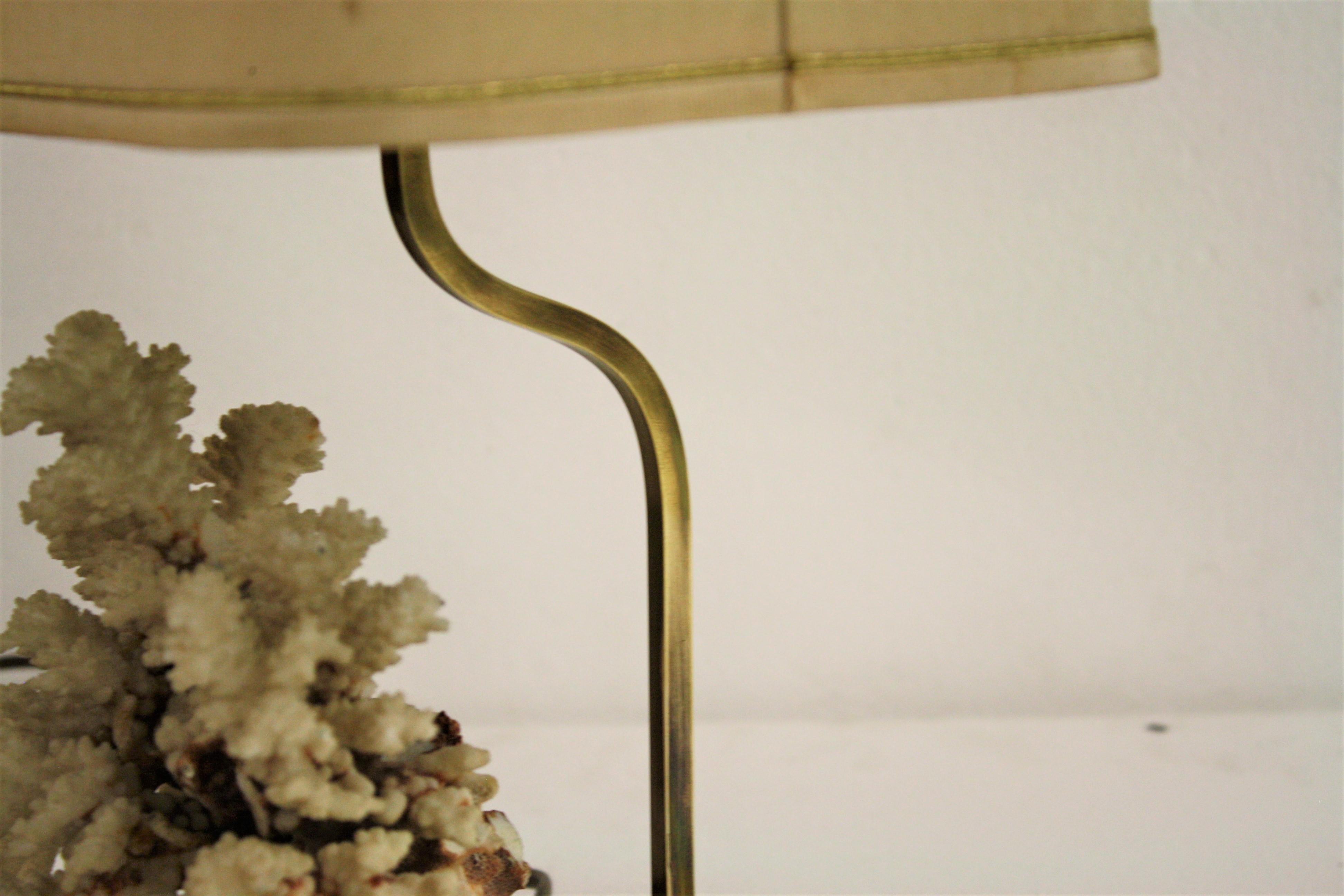 French Brass Coral Table Lamp, 1970s
