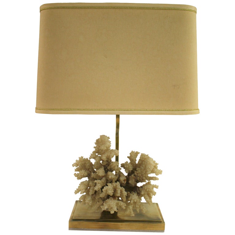 Brass Coral Table Lamp, 1970s For Sale