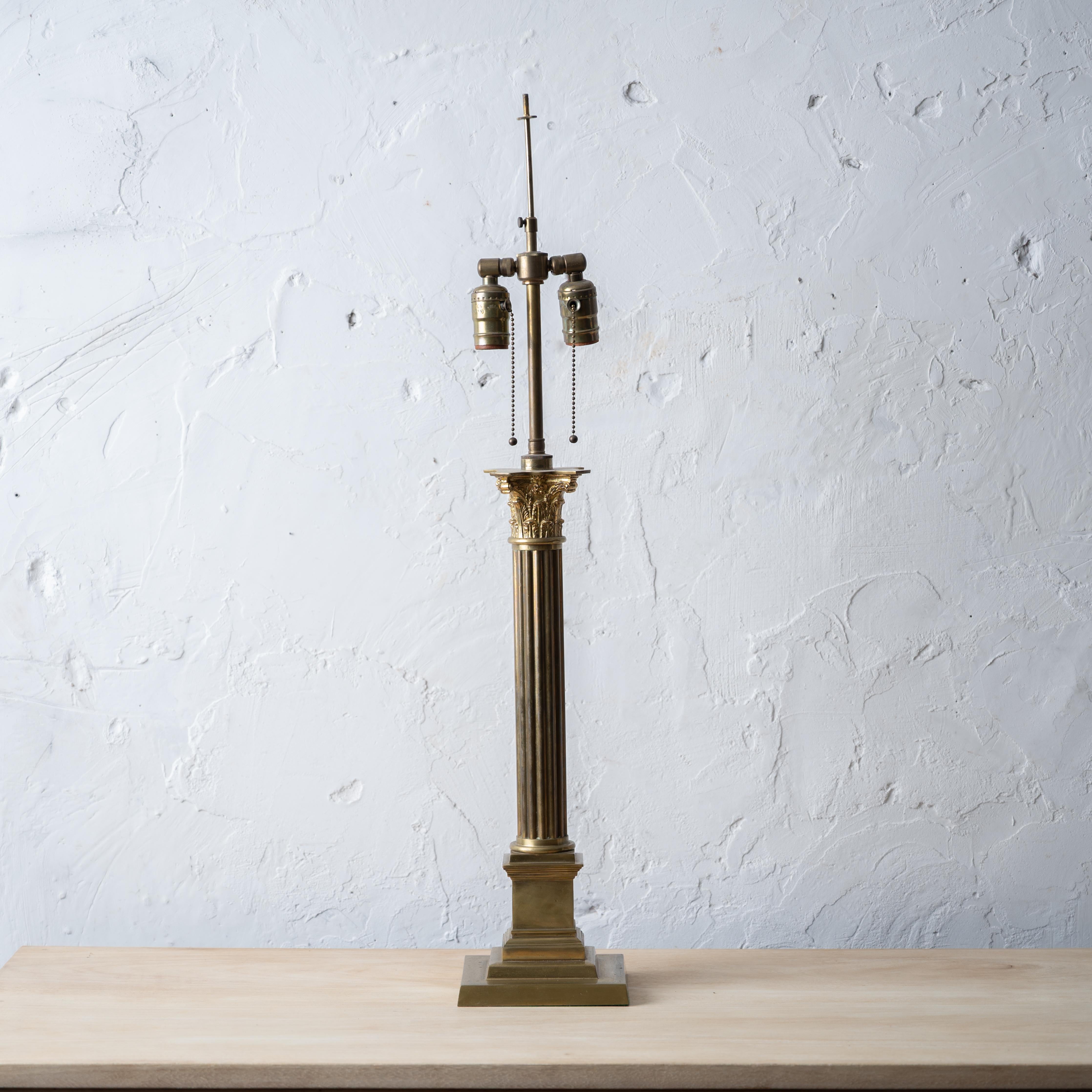 Brass Corinthian Column Lamp, 19th Century For Sale 6