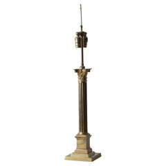 Brass Corinthian Column Lamp, 19th Century