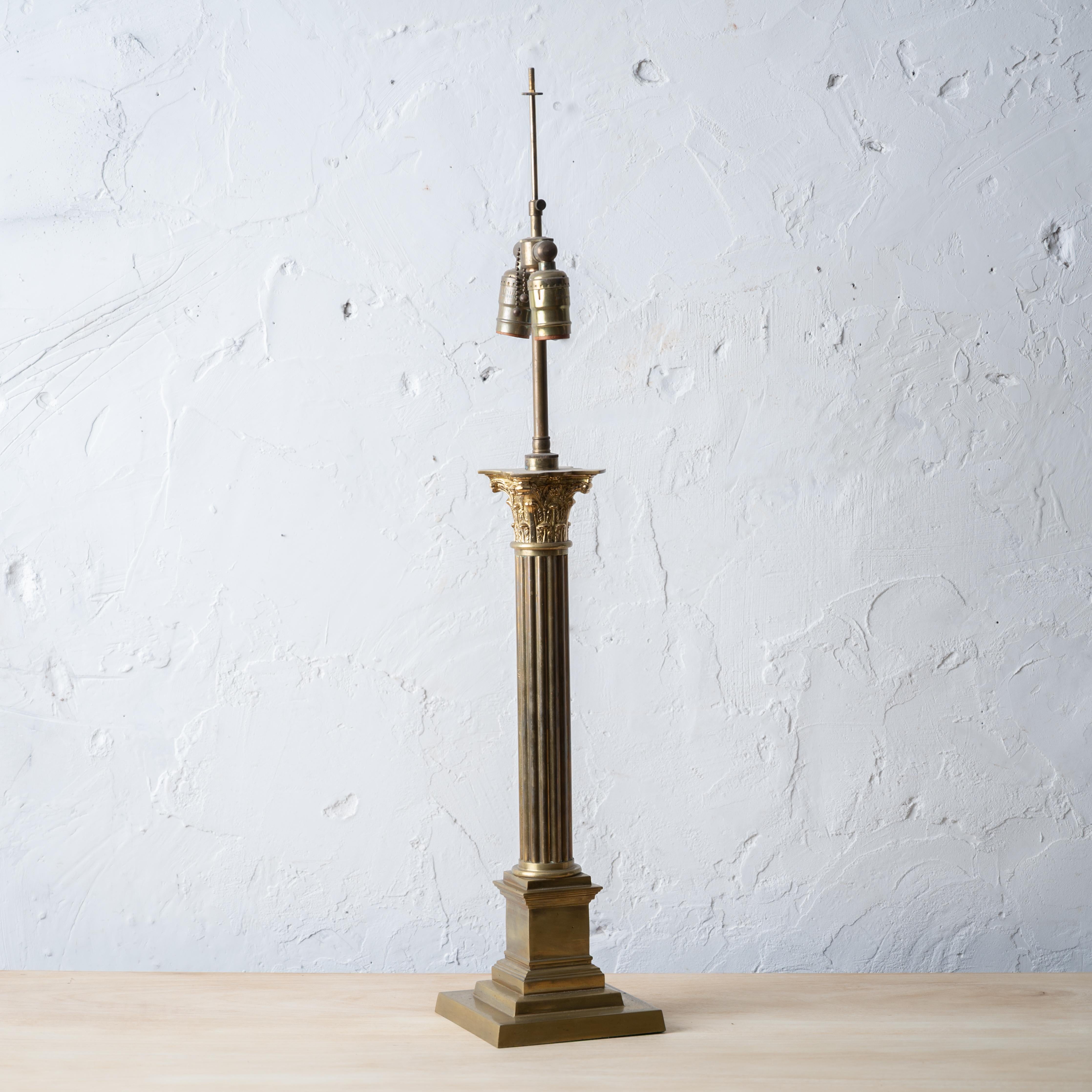 Unknown Brass Corinthian Column Lamp, 19th Century For Sale