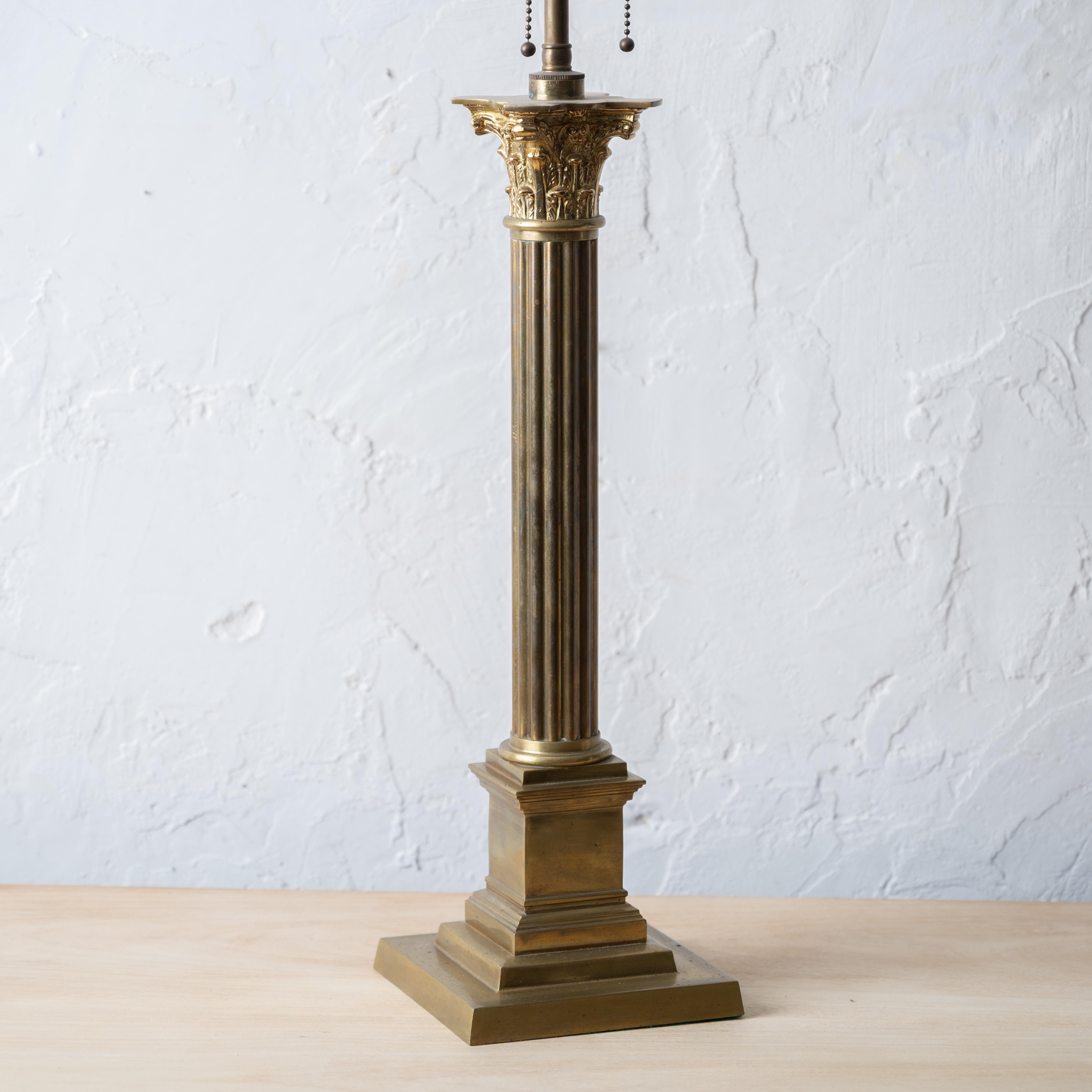 Brass Corinthian Column Lamp, 19th Century In Good Condition For Sale In Savannah, GA