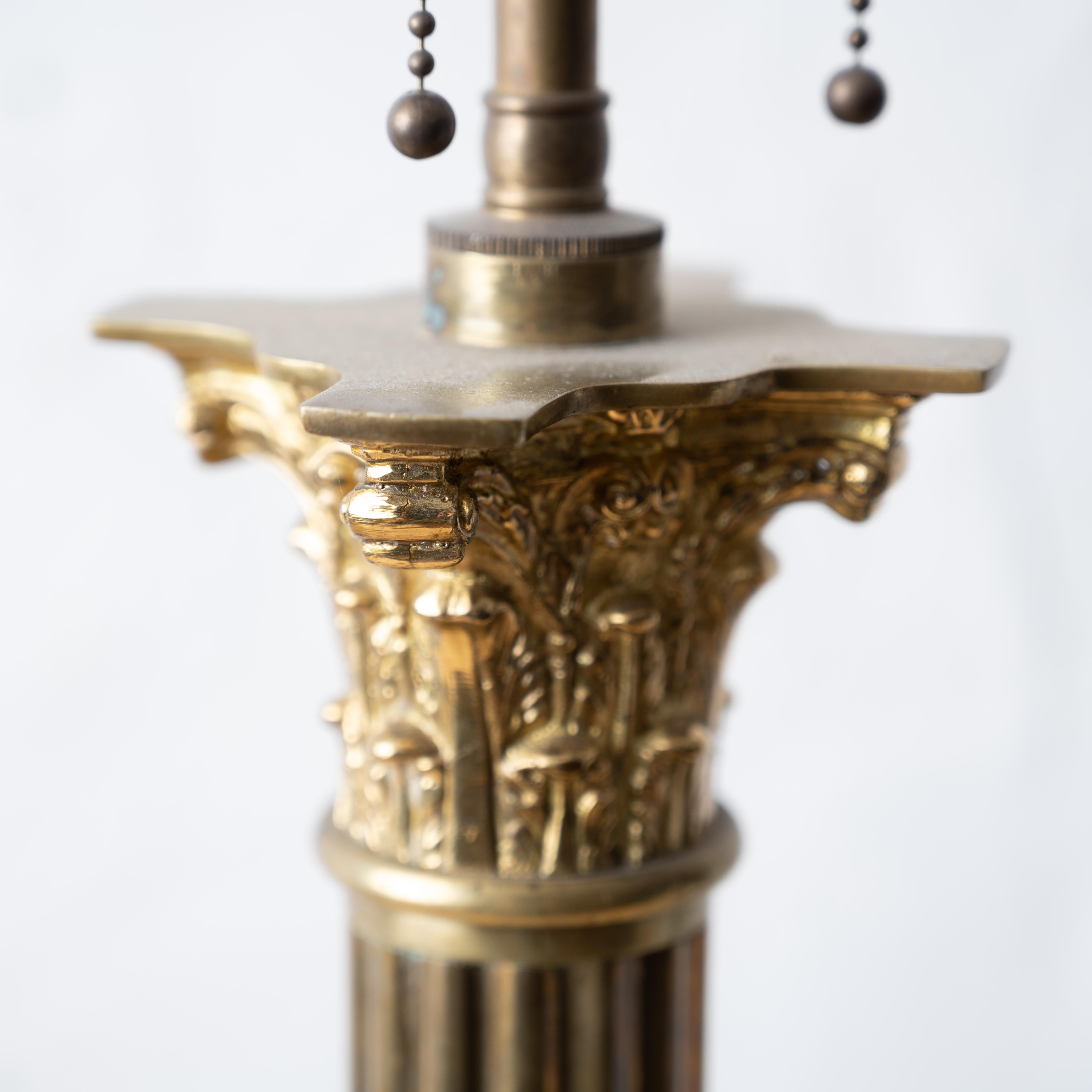 Brass Corinthian Column Lamp, 19th Century For Sale 1