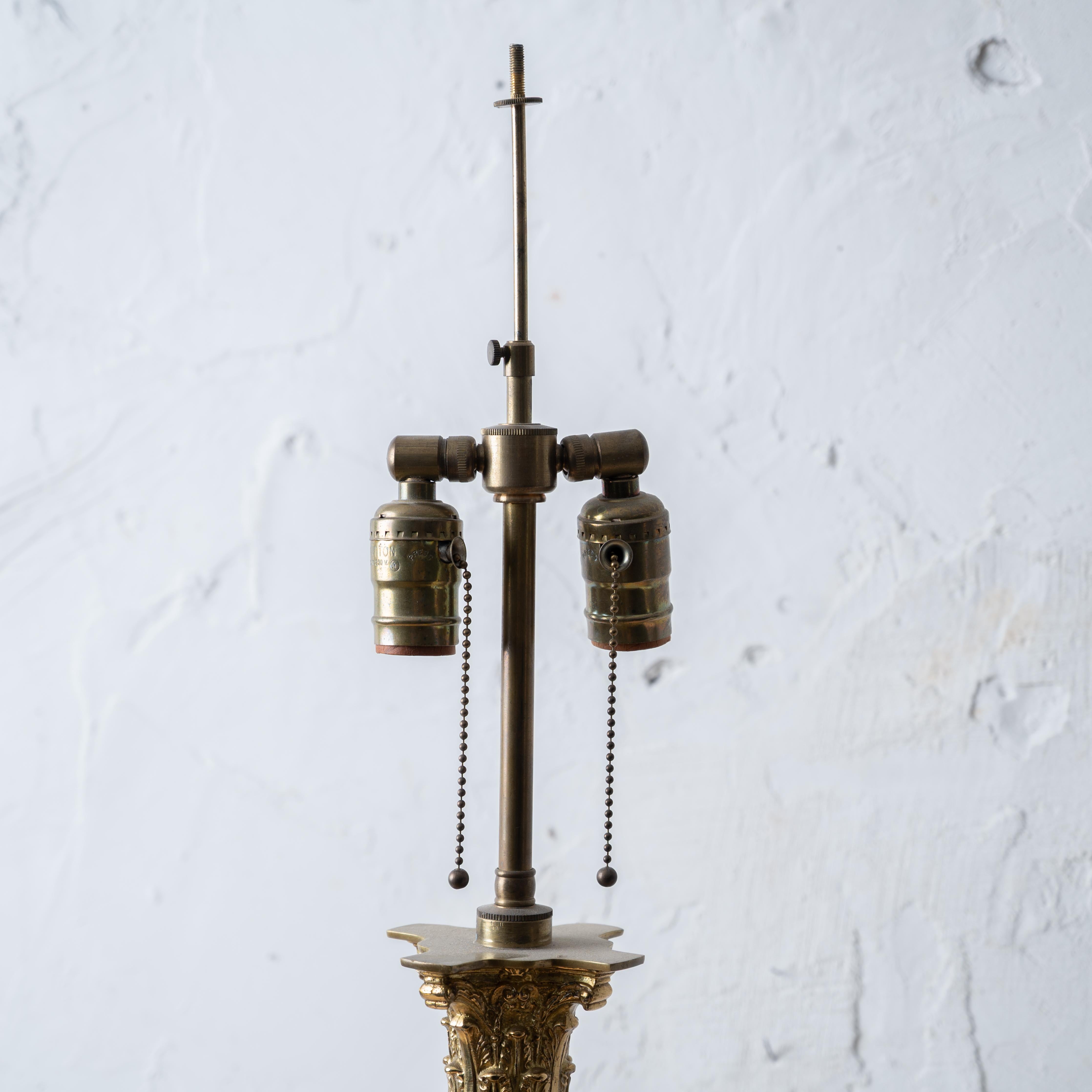 Brass Corinthian Column Lamp, 19th Century For Sale 2
