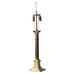 Brass Corinthian Column Lamp, 19th Century