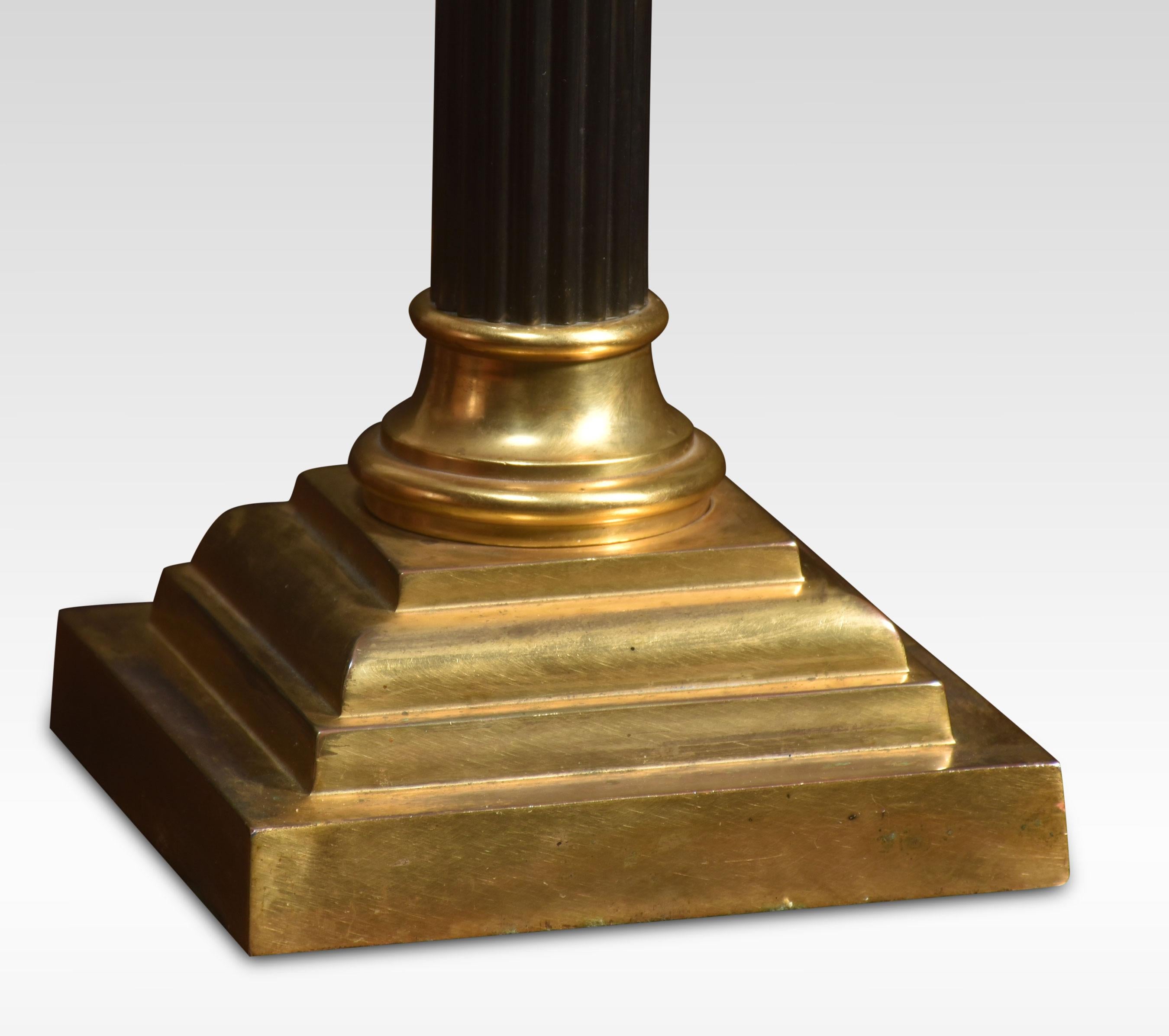 British Brass corinthian column table lamp For Sale