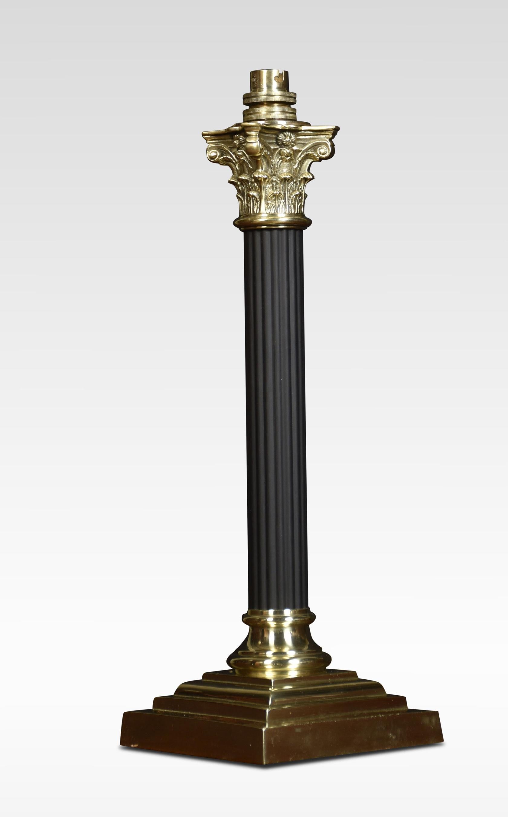 Brass Corinthian Column Table Lamp In Good Condition In Cheshire, GB