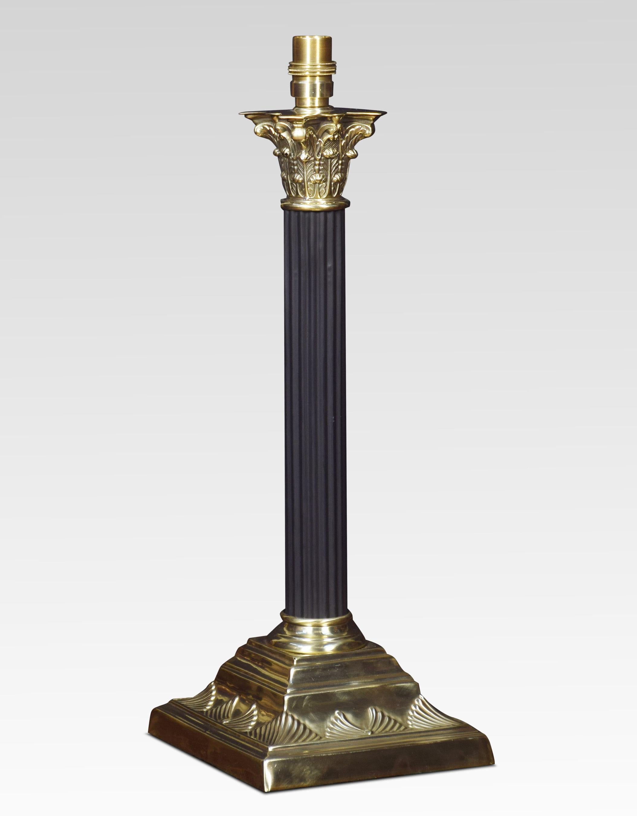 Brass Corinthian Column Table Lamp In Good Condition In Cheshire, GB