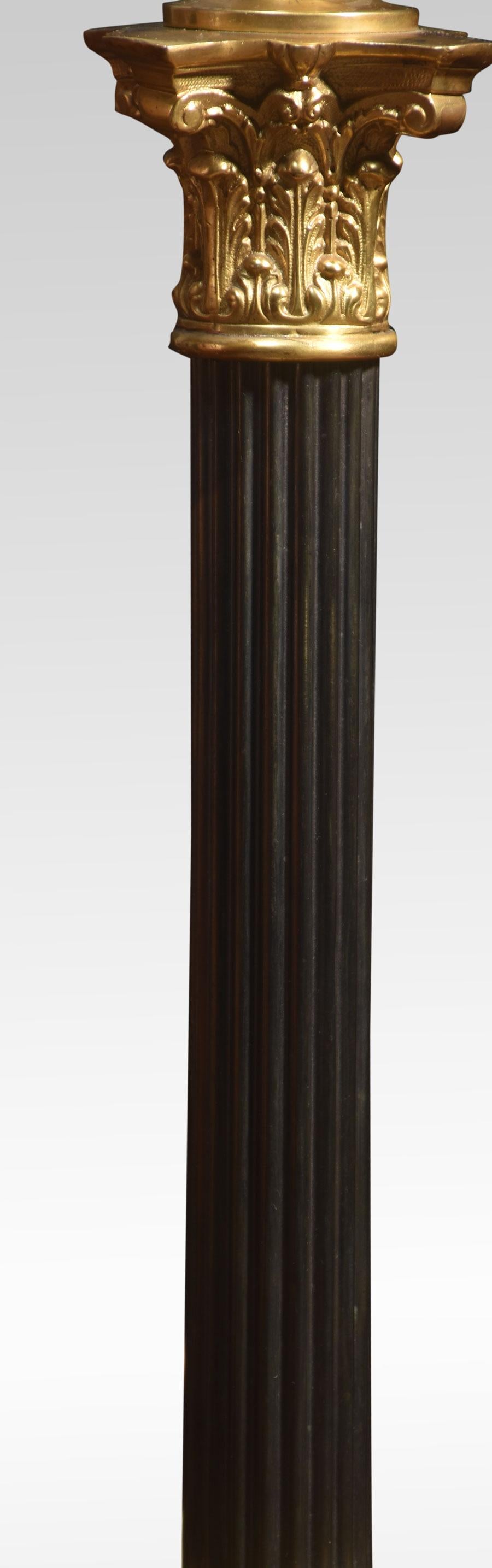19th Century Brass corinthian column table lamp For Sale