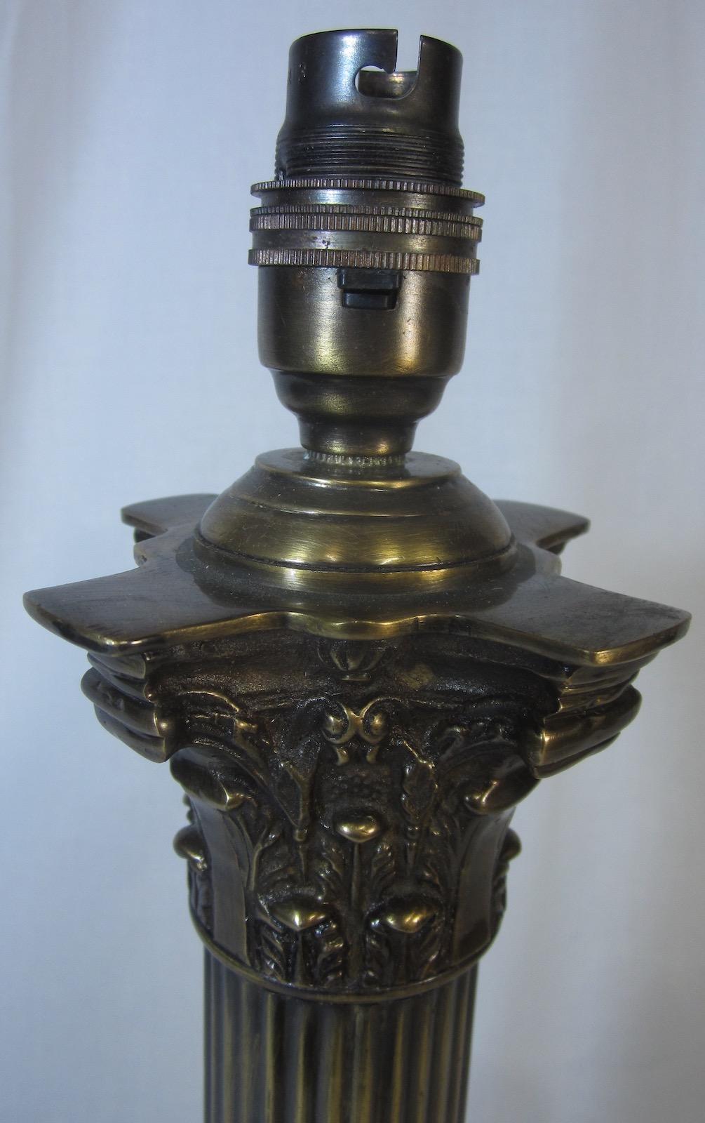 Classical Greek Brass Corinthian Lamp Base For Sale