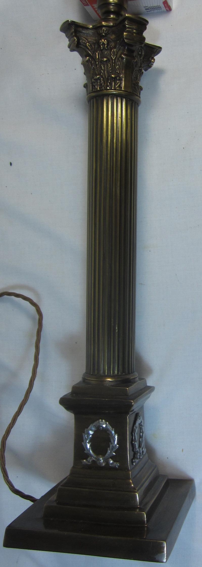 Cast Brass Corinthian Lamp Base For Sale