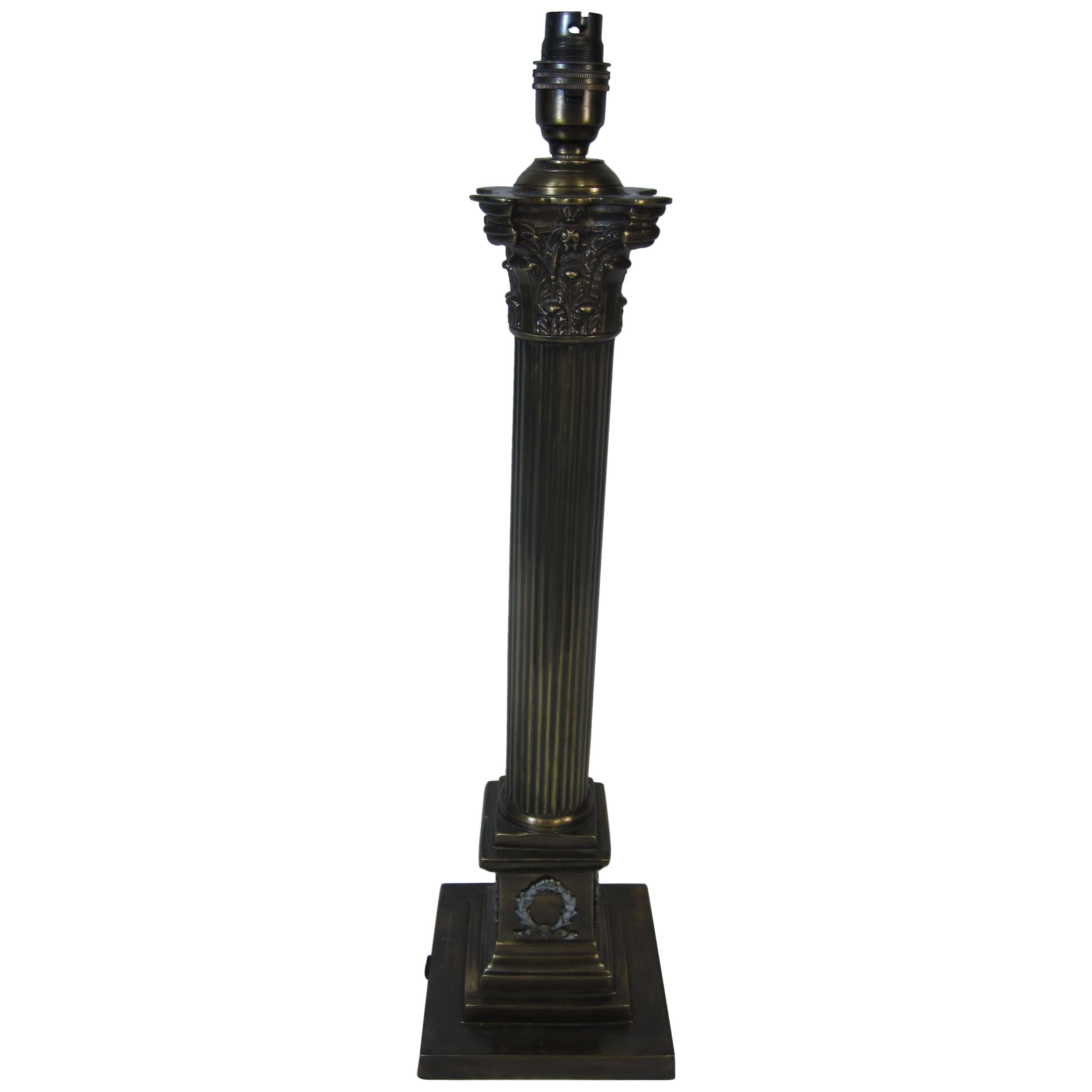 Brass Corinthian Lamp Base For Sale