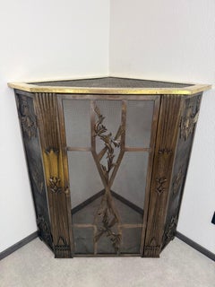 Brass corner fireplace screen attr. to Dagobert Peche