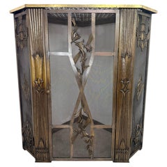 Brass corner fireplace screen attr. to Dagobert Peche