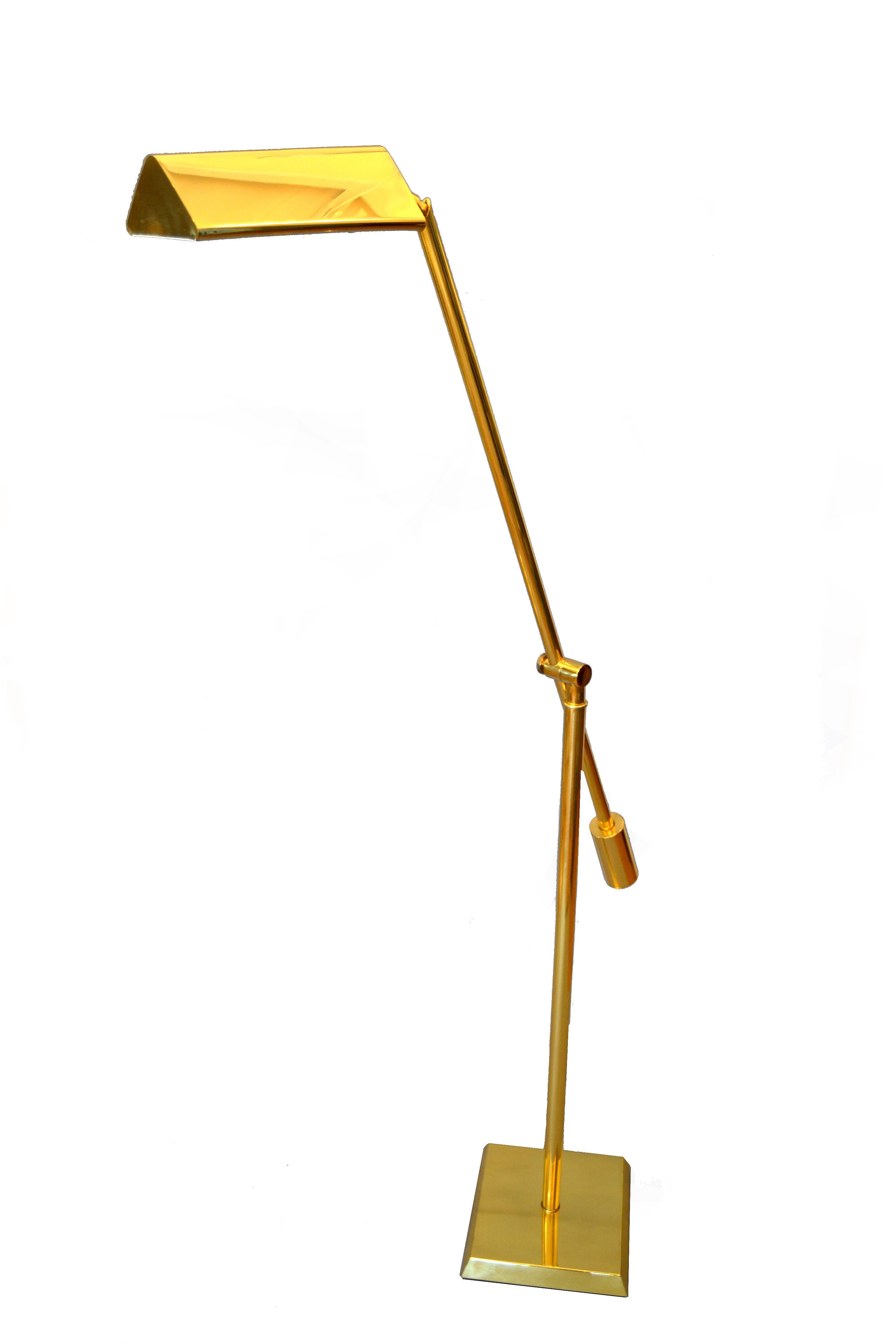 Brass Counter Balanced Floor Lamp by Chapman For Sale 2
