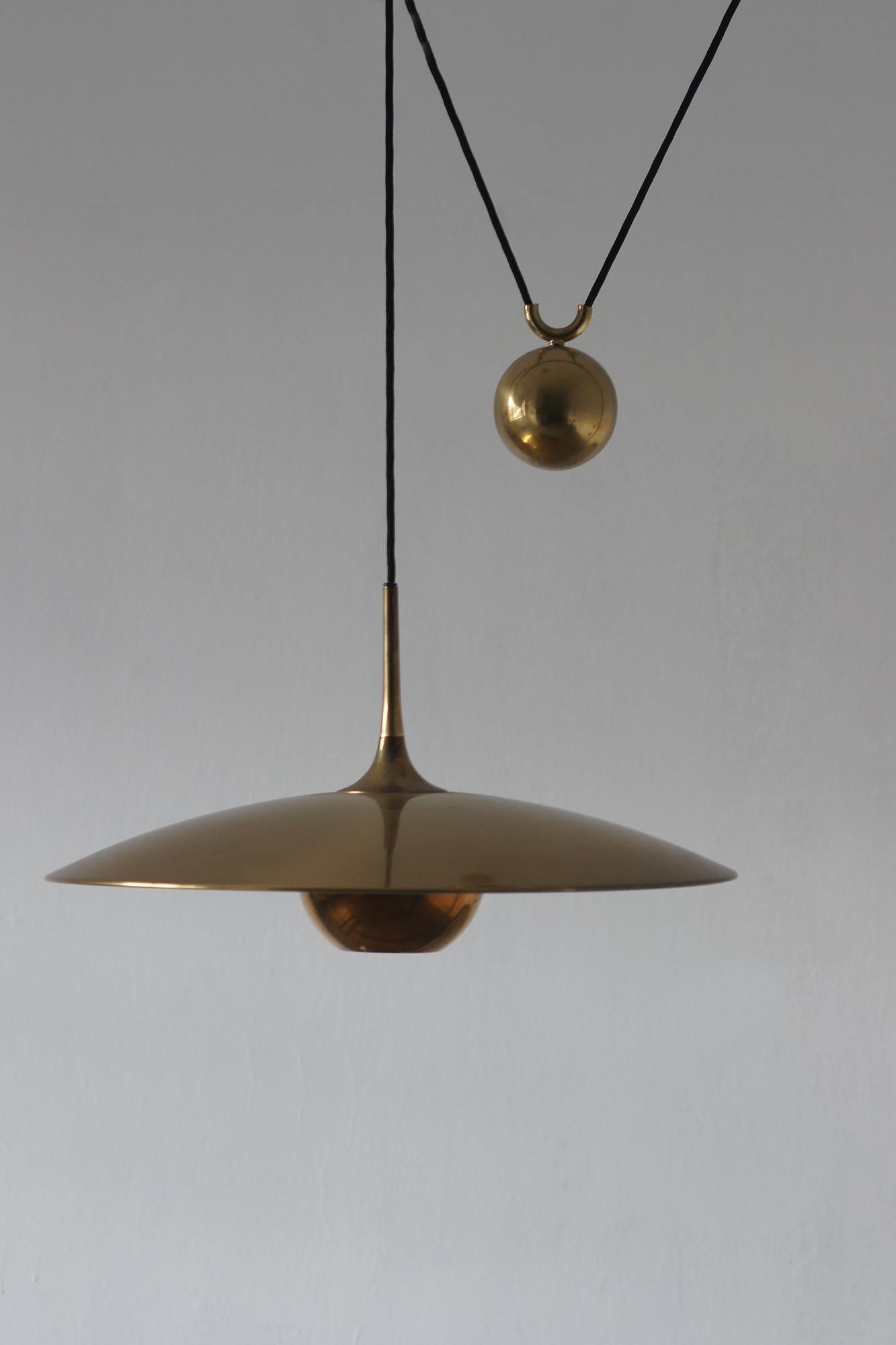 Mid-Century Modern Brass Counterbalance Pendant Lamp by Florian Schulz