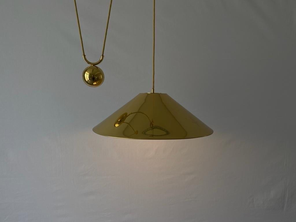 Brass Counterweight Pendant Lamp by WKR, 1970s, Germany For Sale 5