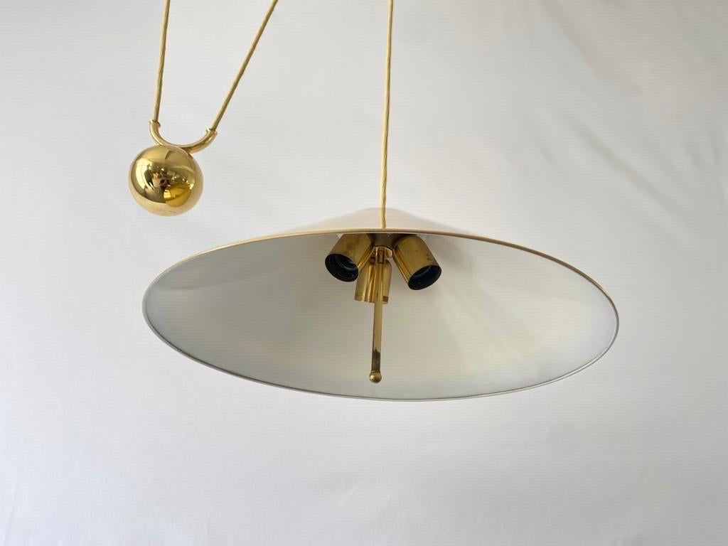 Brass Counterweight Pendant Lamp by WKR, 1970s, Germany For Sale 6