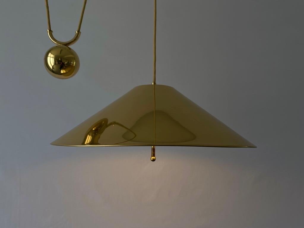 Brass Counterweight Pendant Lamp by WKR, 1970s, Germany For Sale 7