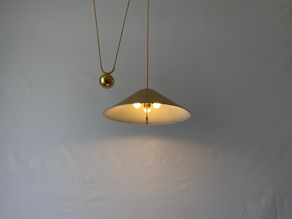 Brass Counterweight Pendant Lamp by WKR, 1970s, Germany For Sale 9