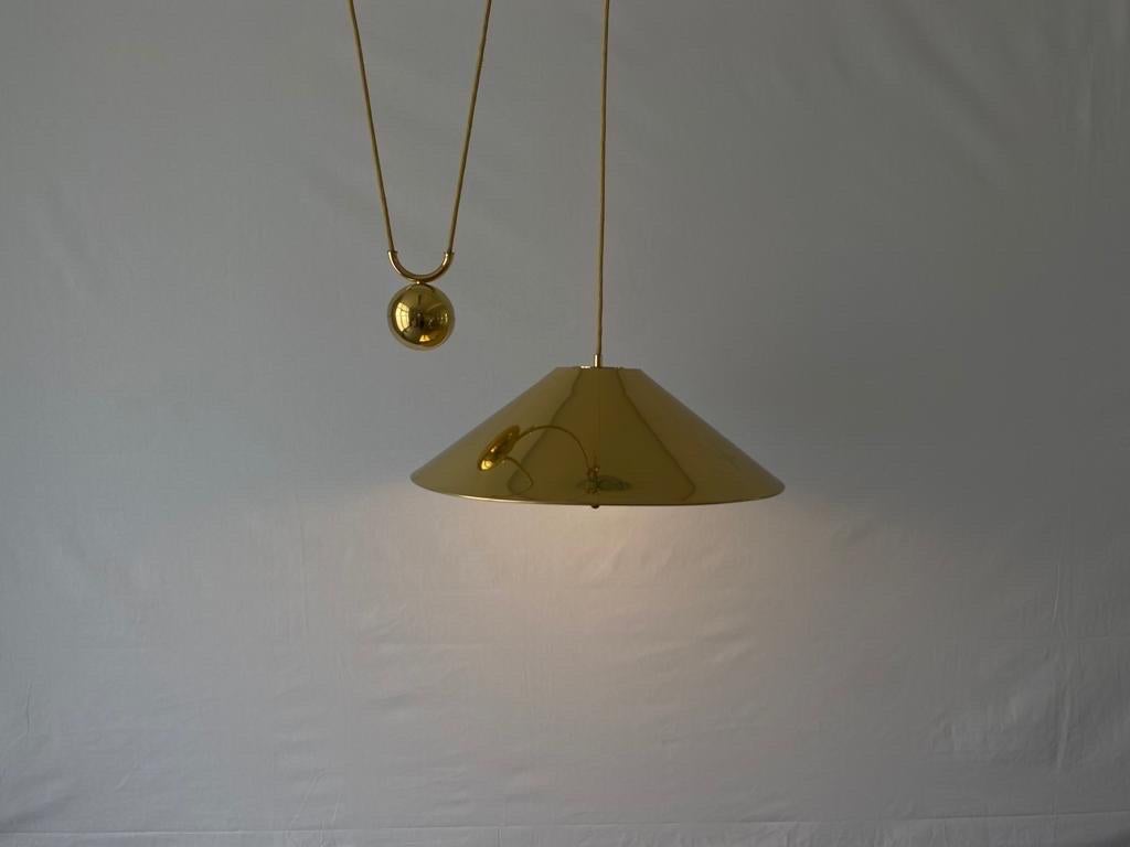 Brass Counterweight Pendant Lamp by WKR, 1970s, Germany For Sale 10