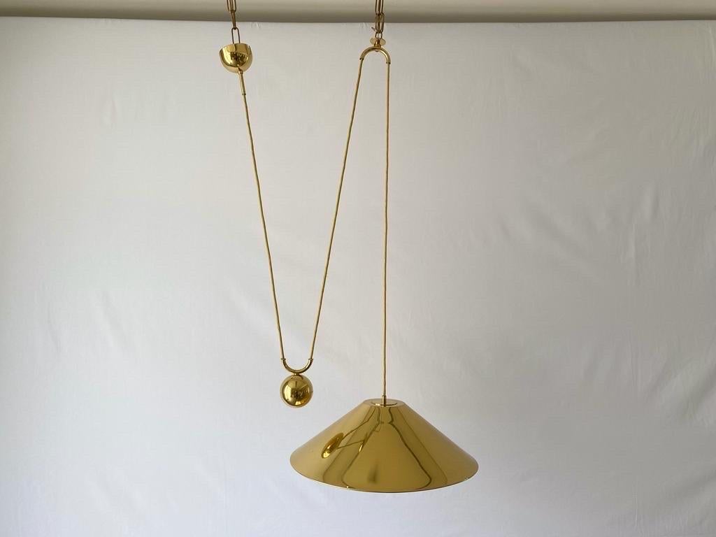 Late 20th Century Brass Counterweight Pendant Lamp by WKR, 1970s, Germany For Sale