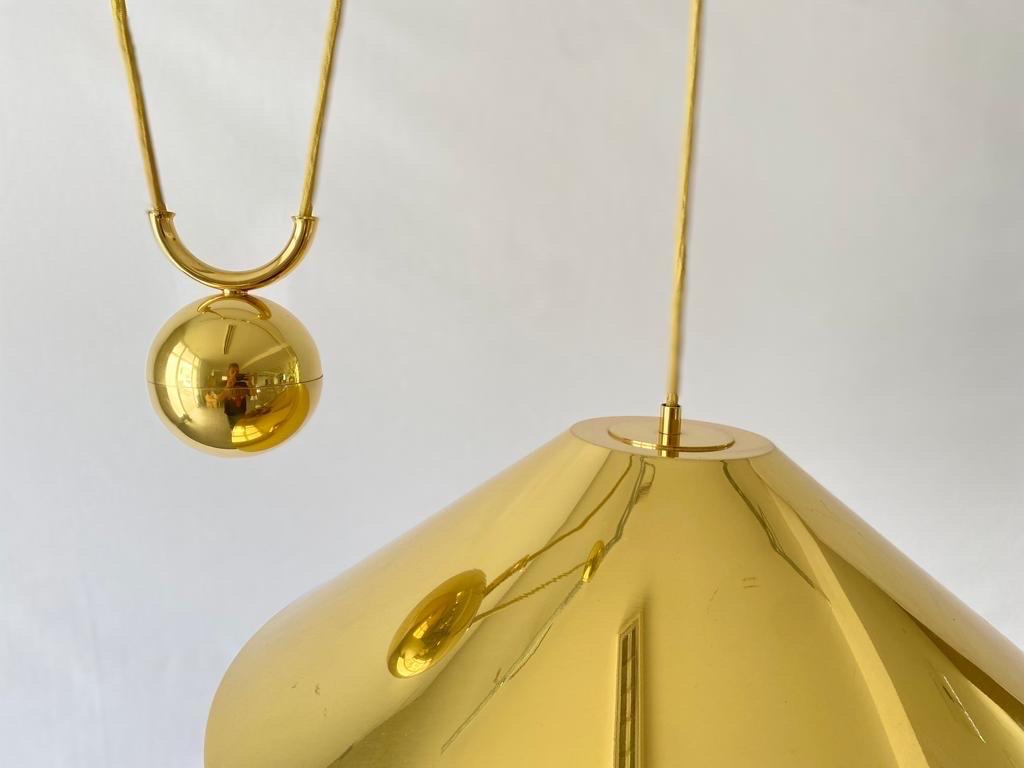 Brass Counterweight Pendant Lamp by WKR, 1970s, Germany For Sale 2