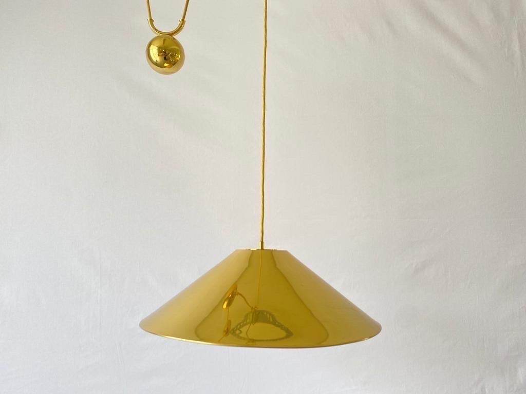 Brass Counterweight Pendant Lamp by WKR, 1970s, Germany For Sale 3