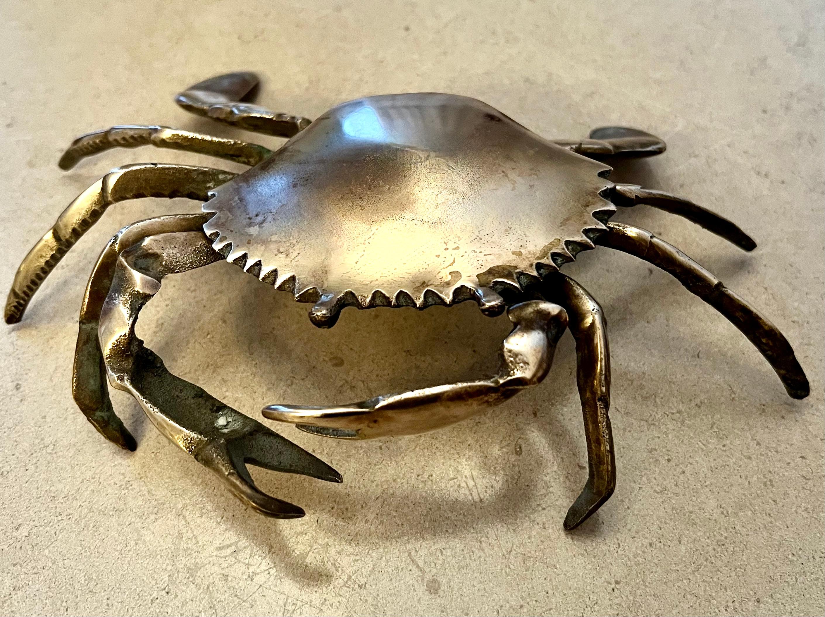 vintage brass crab ashtray