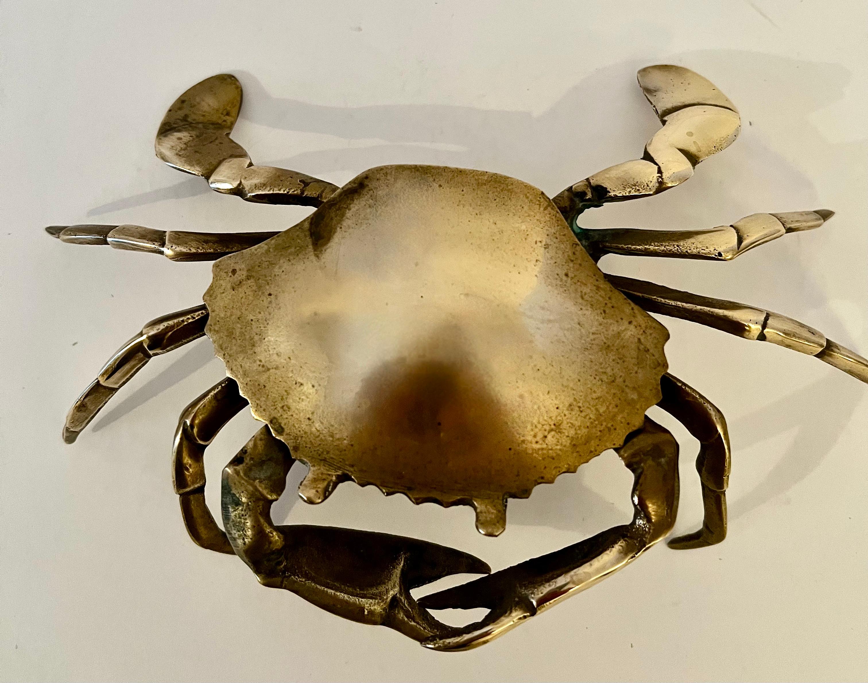 Patinated Brass Crab Ashtray or 420 Holder For Sale